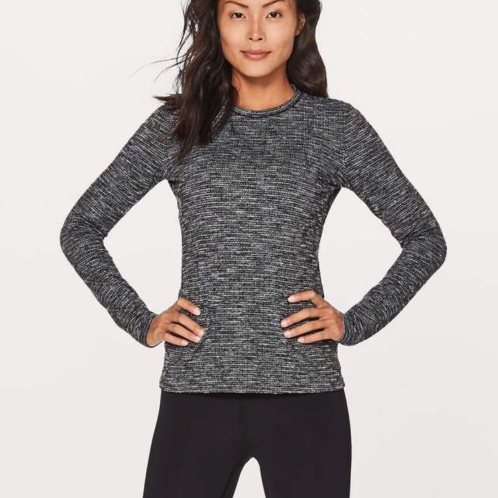 Lululemon Kitsilano Grey Warp Knit Long Sleeve Top LULU LIKE NEW Size 6 Stamp